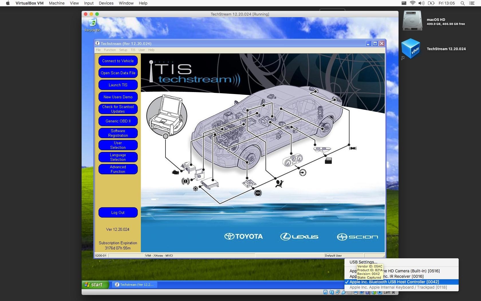 ODB-II diagnosis with Toyota Techstream